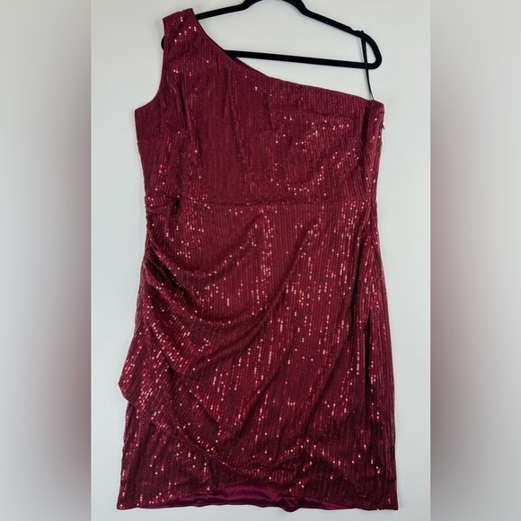 NWT Grace Karin Burgundy One Shoulder Sequin Tulip Hem Dress Womens 2XL - Picture 3 of 9
